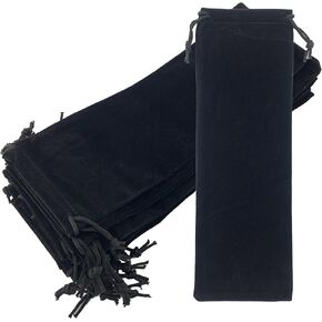 Palmhomee Pack of 12 4x12 Inch Velvet Carvertring Bags Gift Toys Bag Pouch Velvet Pouch for Jewelry Wedding and Party Favor (Black)