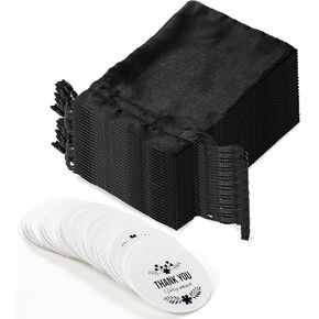 youeon 50 pcs أكياس هدايا ساتان صغيرة سوداء صغيرة 4 "× 6" ، أكياس صقيل مع السطح ، وأكياس الحفلات مع علامات الشكر ، وأكياس المجوهرات ، وأكياس الحلوى ، وأكياس جيدة لعيد الميلاد ، والحفلات ، وحفل الزفاف ، وعيد الحب in Kuwait