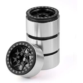 2.2 RC Beadlock Wheels Rims 12mm Hex 1/10 Aluminum Alloy Mud Slingers Hubs for 1:10 Rock Crawler Car Axial SCX10 Tamiya CC01 D90 RR10 RC4WD Gen8 Traxxas TRX4 2.2" Tires 4PCS (Red)