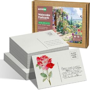 Koviede 70 Sheets Postpaper Postpaper 4 * 6 "و 30 ورقة مائية postpaper 5 * 7" ، 140 رطل/300GSM ورقة قطنية الثقيلة بنسبة 100 ٪ للطلاء المائي ، تحية ، عيد ميلاد عيد الميلاد