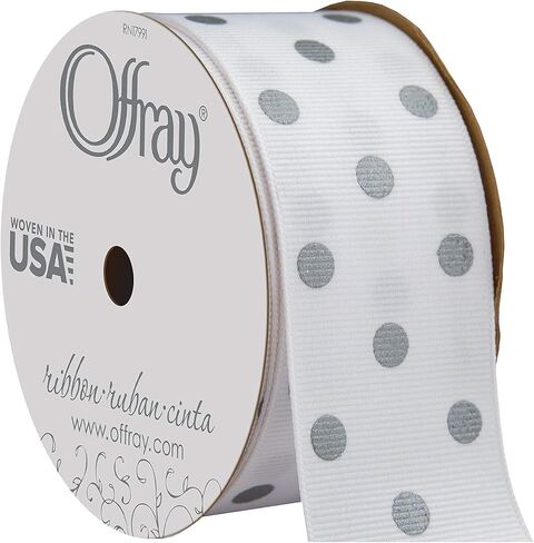 Offray 876716 1.5 "شريط Grosgrain العريض والأحمر والأبيض البولكا النقطة ، 3 ياردات in Kuwait