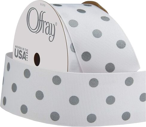 Offray 876716 1.5 "شريط Grosgrain العريض والأحمر والأبيض البولكا النقطة ، 3 ياردات in Kuwait
