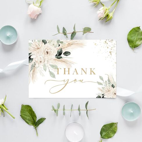 Whaline Blue Lemon Floral Thank You Cards Bulk Watercolor Flower Lemon Thank You Note Cards with Stickers Envelopes Foil Gold Blank Cards for Spring Summer Wedding Baby Shower, 24 Pack in Kuwait