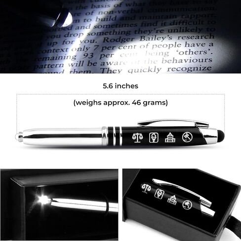 "Law and Justice" Engraved Flashlight Pen with Stylus Tip - Gift for Police Officers, Lawyers, Legal Professionals, Civil Servants, Law Enforcement Gift Ideas in Kuwait
