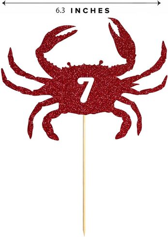 كعكة عيد ميلاد السلطعون السابعة ، ريد بريق سعيد 7 سنوات زخرفة حفلة عيد ميلاد in Kuwait