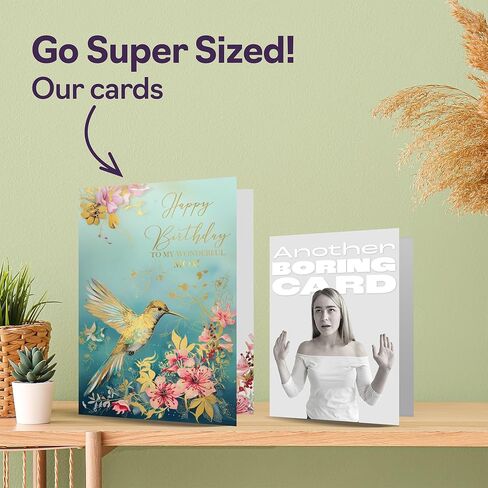 Beautiful Gold Birthday Cards for Mom - Wonderful Golden Birds Hummingbird - Elegant Traditional Pretty Birthday Card for Mom from Son Daughter, A5 Mother Gorgeous Greeting Cards Gift in Saudi Arabia