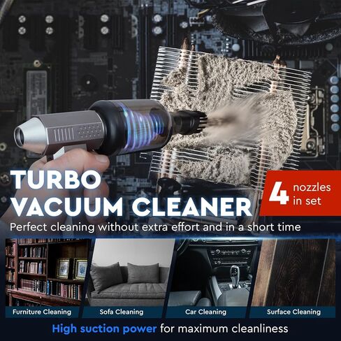 Electric Compressed Air Duster for Computer with Vacuum Mode - 150000RPM Mini Air Blower for Car Detailing - Handheld Blower Cordless Air Pressure Gun - Turbina de Aire Comprimido para Limpiar PC in Saudi Arabia