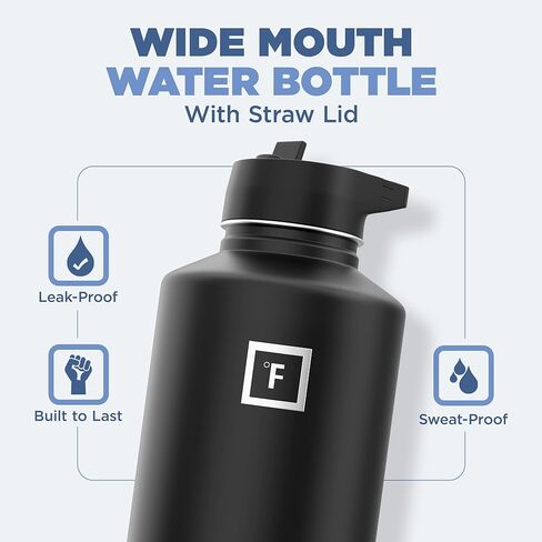 IRON °FLASK Sports Water Bottle - Wide Mouth with 3 Spout Lids - Stainless Steel Gym & Outdoor Bottles for Men, Women & Kids - Double Walled, Insulated Thermos, Metal Canteen - Aquamarine, 40 Oz in Saudi Arabia