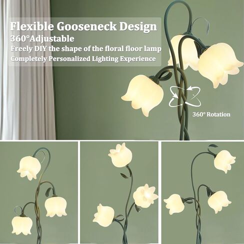 Flower Floor Lamp,3-Color Temperatures Vintage Flower Lamp Floor,3 Heads Cute Floor Lamps with E26 Bulb Flexible Neck Shaft,Flower Lamp for Living Room Bedrooms in Saudi Arabia