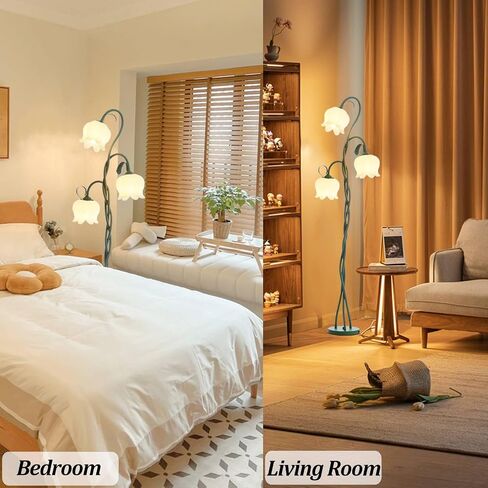 Flower Floor Lamp,3-Color Temperatures Vintage Flower Lamp Floor,3 Heads Cute Floor Lamps with E26 Bulb Flexible Neck Shaft,Flower Lamp for Living Room Bedrooms in Saudi Arabia