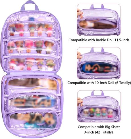 LODRID تحمل حقيبة تحمل على الظهر متوافقة مع LOL Surprise Dolls All ، حالة التخزين مع 6 جيوب واضحة لمنظم الدمى وعرضها ، الأرجواني ، حقيبة فقط (تصميم براءات الاختراع) in Kuwait