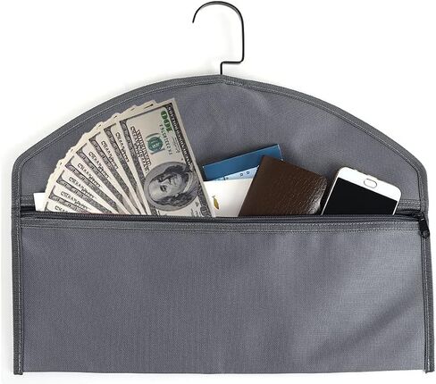 آمنة لتحويل الشماعات، آمنة للجيب المخفي، تناسب الملابس المعلقة مع جيب لإخفاء الأشياء الثمينة للمنزل أو السفر (رمادي، A) in Kuwait