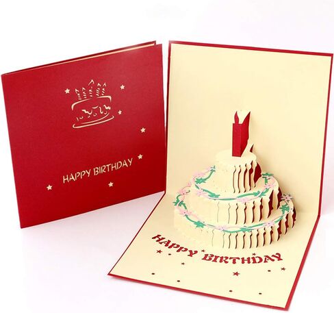 بطاقة عيد ميلاد ، بطاقات تحية كعكة عيد ميلاد ثلاثية الأبعاد ، بطاقات ، يدويًا ، بطاقات مانحة مع مظروف (كعكة عيد ميلاد) in Kuwait