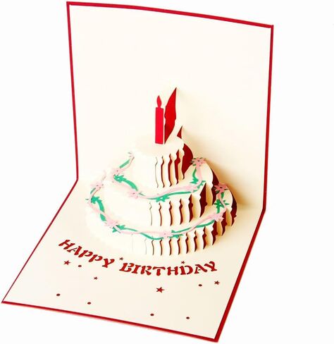 بطاقة عيد ميلاد ، بطاقات تحية كعكة عيد ميلاد ثلاثية الأبعاد ، بطاقات ، يدويًا ، بطاقات مانحة مع مظروف (كعكة عيد ميلاد) in Kuwait