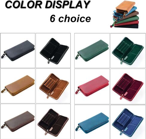 EURYNOME Leather Fountain Pen Holder,Leather Pencil Case Shockproof 3 Divided Slots,Portable Storage Bag for Invoice/Receipt/Cards/Coupon/Tickets in Kuwait