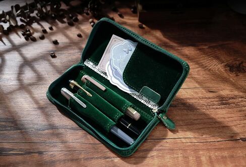 EURYNOME Leather Fountain Pen Holder,Leather Pencil Case Shockproof 3 Divided Slots,Portable Storage Bag for Invoice/Receipt/Cards/Coupon/Tickets in Kuwait