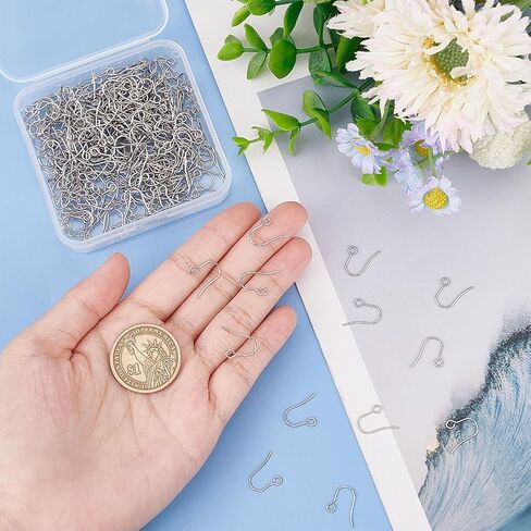 UniCraftale 300pcs 15mm طوله طوله سلك الأذن من الفولاذ المقاوم للصدأ الطويل من السنانير المعدنية - السنانير الفرنسية الحركية مع حلقات أفقية متدلية الأذو in Saudi Arabia