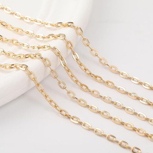 Kyutong 16.4FT/5M Chunky Cable Chain on Spool Gold Plated Chains Bulk for Jewelry Craft DIY Thick Circle Link Chains for Jewelry Making with Lobster Clasps Jump Rings in Kuwait