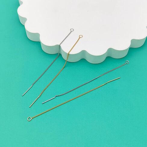 24pcs Threader Chain Earrings Dangle Hypoallergenic Ear Threads Long Chain Earrings with Loop Drop Earring Threader Findings for Earring Making DIY Jewelry Craft(K Gold,White K) in Kuwait
