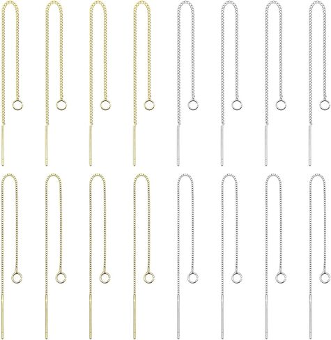 24pcs threader arics arics dangle hypoallergenic ear threads arocrings arcing arcing arcing arcons with loop drop repring threader for arring make diy jewelry craft (k gold ، white k) in Saudi Arabia
