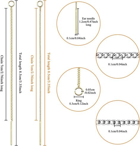 24pcs threader arics arics dangle hypoallergenic ear threads arocrings arcing arcing arcing arcons with loop drop repring threader for arring make diy jewelry craft (k gold ، white k) in Saudi Arabia
