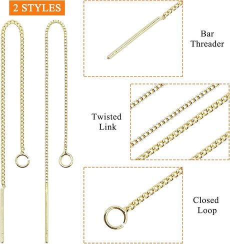 24pcs threader arics arics dangle hypoallergenic ear threads arocrings arcing arcing arcing arcons with loop drop repring threader for arring make diy jewelry craft (k gold ، white k) in Saudi Arabia