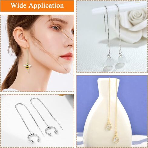 24pcs threader arics arics dangle hypoallergenic ear threads arocrings arcing arcing arcing arcons with loop drop repring threader for arring make diy jewelry craft (k gold ، white k) in Saudi Arabia