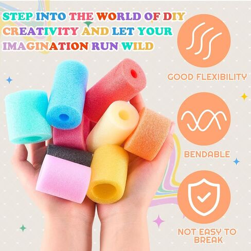 Frienda 30 Pcs Pool Noodles Bits Multicolor Craft Small Size Versatile Mixed Floating Pool Noodles Foam Rope Tube for Play or DIY Craft Multipurpose (Mixed Sizes,Pastel Colors) in Kuwait