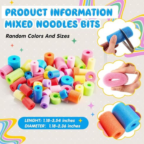 Frienda 30 Pcs Pool Noodles Bits Multicolor Craft Small Size Versatile Mixed Floating Pool Noodles Foam Rope Tube for Play or DIY Craft Multipurpose (Mixed Sizes,Pastel Colors) in Kuwait