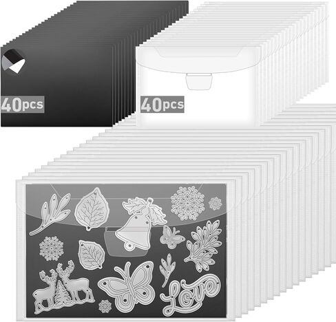 40 Pcs Magnetic Sheets for Dies Storage Stamp and Die Storage Pockets Die Cut Storage for Card Making,20 Pcs Magnetic Sheets+20 Pcs Bags in Kuwait
