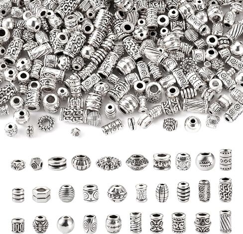 Pandahall 120Pcs 14K Golden Tibetan Spacer Beads 15 Styles Alloy Cube Column Barrel Flower Spacers Beads Metal Spacers Bead Jewelry Loose Beads for Bracelet Earring Necklace Making Hole: 2~4mm in Saudi Arabia