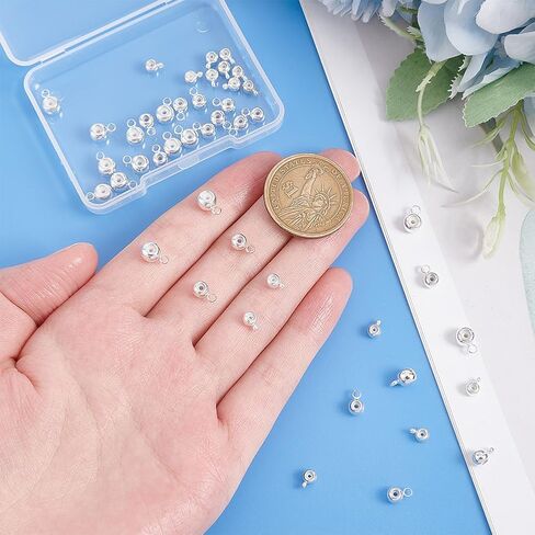 PH Pandahall 45pcs 3 أحجام توقف ، 925 حبات الفضة الفضية المطلي بالفضة المطلي بالفضة المعدنية سدادة السدادة حلقات محدد موقع حبات قلادة حبات أنبوب النحاس لصنع المجوهرات سوار القلادة ، 6/7.5 ملم. in Saudi Arabia