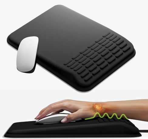 MEKASS Mouse Pad with Wrist Rest, Ergonomic Mouse Pad for Carpal Tunnel Pain Relief, Memory Foam Desktop Computer Wrist Rest Mouse Pad with Non-Slip PU Base for Office and Home (Black) in Saudi Arabia