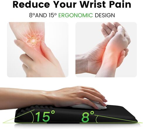 MEKASS Mouse Pad with Wrist Rest, Ergonomic Mouse Pad for Carpal Tunnel Pain Relief, Memory Foam Desktop Computer Wrist Rest Mouse Pad with Non-Slip PU Base for Office and Home (Black) in Saudi Arabia