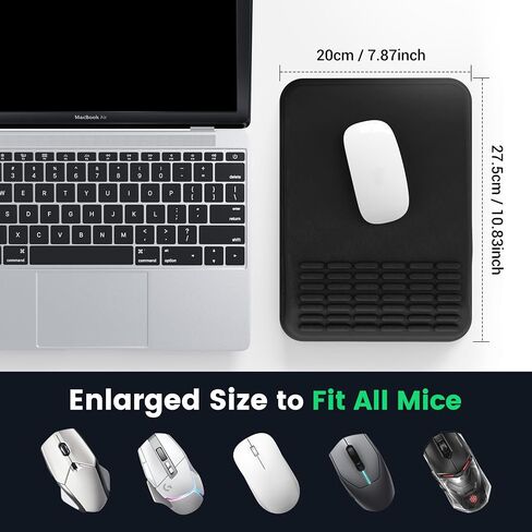 MEKASS Mouse Pad with Wrist Rest, Ergonomic Mouse Pad for Carpal Tunnel Pain Relief, Memory Foam Desktop Computer Wrist Rest Mouse Pad with Non-Slip PU Base for Office and Home (Black) in Saudi Arabia