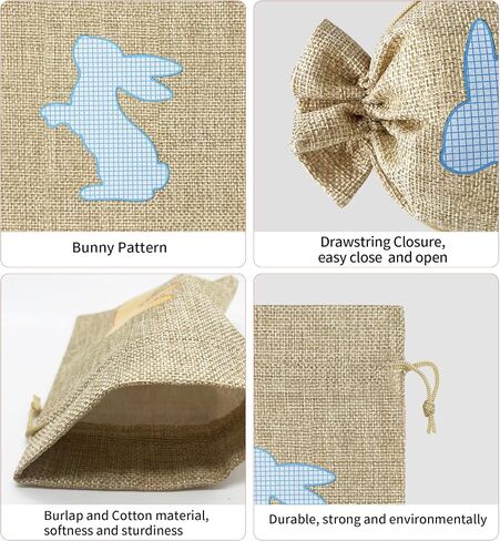 Jexila Easter Burlap Gift Bags with Drawstring Small Easter Goodie Candy Bag for Kids Classroom Easter Treat Bags Easter Party Favor in Saudi Arabia