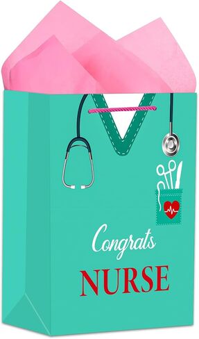 BIZIBAFF Congrats Nurses Gift Bag - 13" with Tissue Paper & Handles for Grad Party Favors in Saudi Arabia
