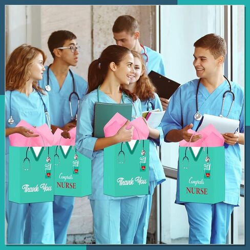 BIZIBAFF Congrats Nurses Gift Bag - 13" with Tissue Paper & Handles for Grad Party Favors in Saudi Arabia