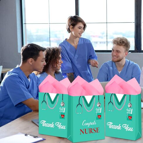 BIZIBAFF Congrats Nurses Gift Bag - 13" with Tissue Paper & Handles for Grad Party Favors in Saudi Arabia