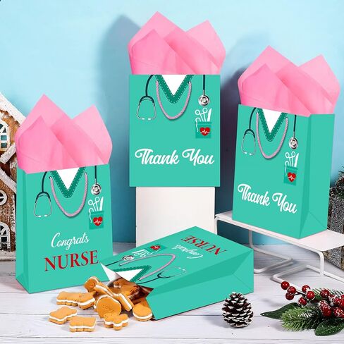 BIZIBAFF Congrats Nurses Gift Bag - 13" with Tissue Paper & Handles for Grad Party Favors in Saudi Arabia