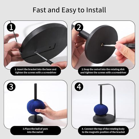 ZXINU Yarn Holder for Crocheting, Magnetic Yarn Holder, Detachable Hand-Knitting Auxiliary Tool, Crochet Gift for Knitting Enthusiasts (Black) in Saudi Arabia