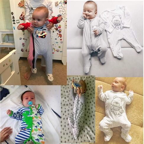 Kiddiezoom Baby and Toddler Boys'snug Fit Foot Pointed Romper Bemsuit Cotton Cotton Play Play Wood in Kuwait