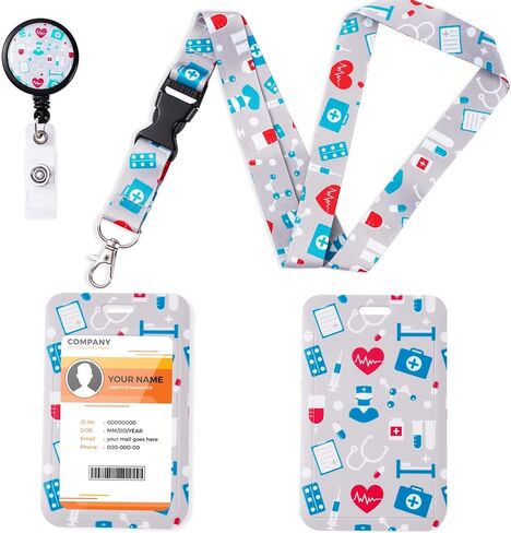 Nurse Lanyard with ID Badge Holder and Retractable Badge Reel Clip, Medical Card Lanyard for Nurse Doctor Student, Detachable Neck Lanyard Office Gifts in Saudi Arabia