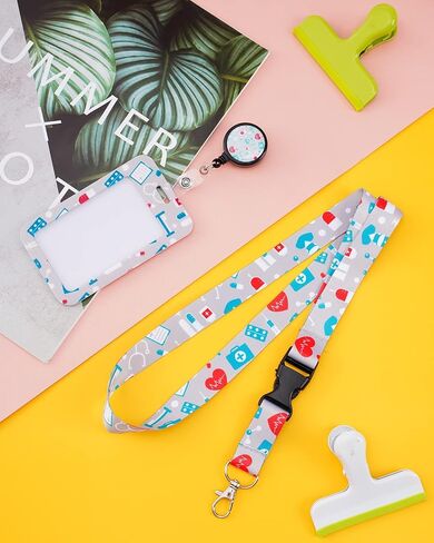 Nurse Lanyard with ID Badge Holder and Retractable Badge Reel Clip, Medical Card Lanyard for Nurse Doctor Student, Detachable Neck Lanyard Office Gifts in Saudi Arabia
