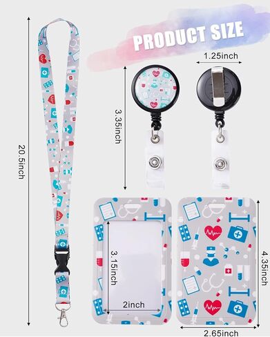 Nurse Lanyard with ID Badge Holder and Retractable Badge Reel Clip, Medical Card Lanyard for Nurse Doctor Student, Detachable Neck Lanyard Office Gifts in Saudi Arabia