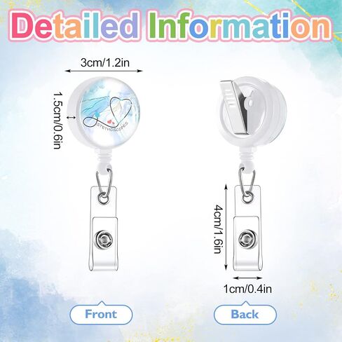 16 Pieces Badge Holders for Nurse Badge Reels Retractable Badge Holders Decorative Badge Reels for Nurses Doctors Hospital Bulk (Marble Style) in Saudi Arabia