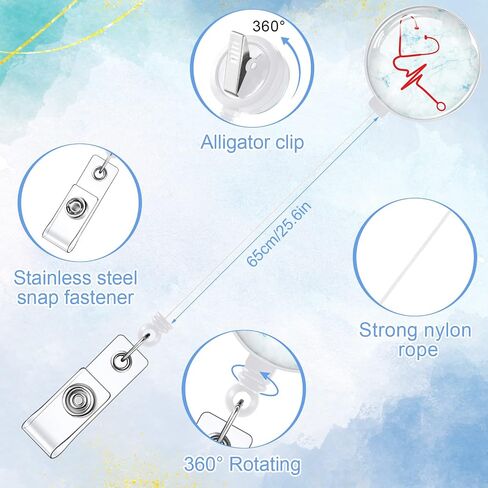 16 Pieces Badge Holders for Nurse Badge Reels Retractable Badge Holders Decorative Badge Reels for Nurses Doctors Hospital Bulk (Marble Style) in Saudi Arabia