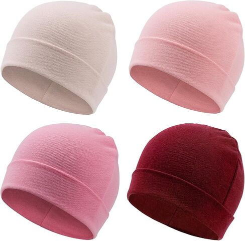 4 Pcs Newborn Baby Hat Bear Ears Infant Beanie Caps Toddler Hats Newborn Hospital Hat for Baby Boy Girl Kid 0-3 Months in Kuwait