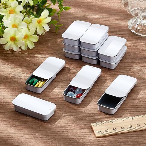 12pcs mini metal tin box slide tin container storage storage organizer tins strengulate tinplate slide box for diy candles storage spices tea candy party favors in Kuwait