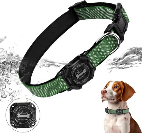 Airtag Dog Collar, 100% Waterproof Padded Apple Air Tag Dog Collar with Airtag Holder Case, Reflective Adjustable Nylon Pet Collar for Small Medium Large Dogs (M, Red) in Saudi Arabia